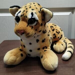 burton + BURTON Leopard Cheetah Lying Down 13" Plush Stuffed Animal RARE HTF